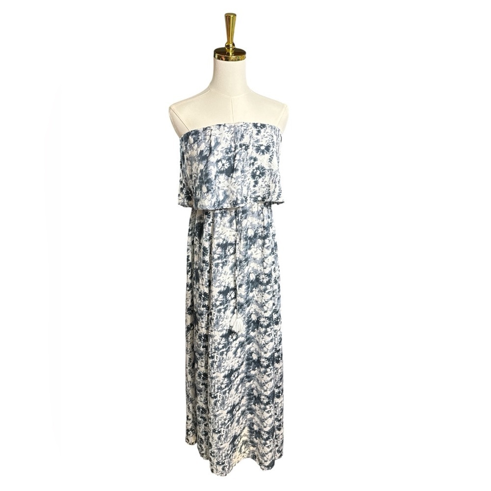 Japna Strapless Blue and White Dress with Tassels Size M